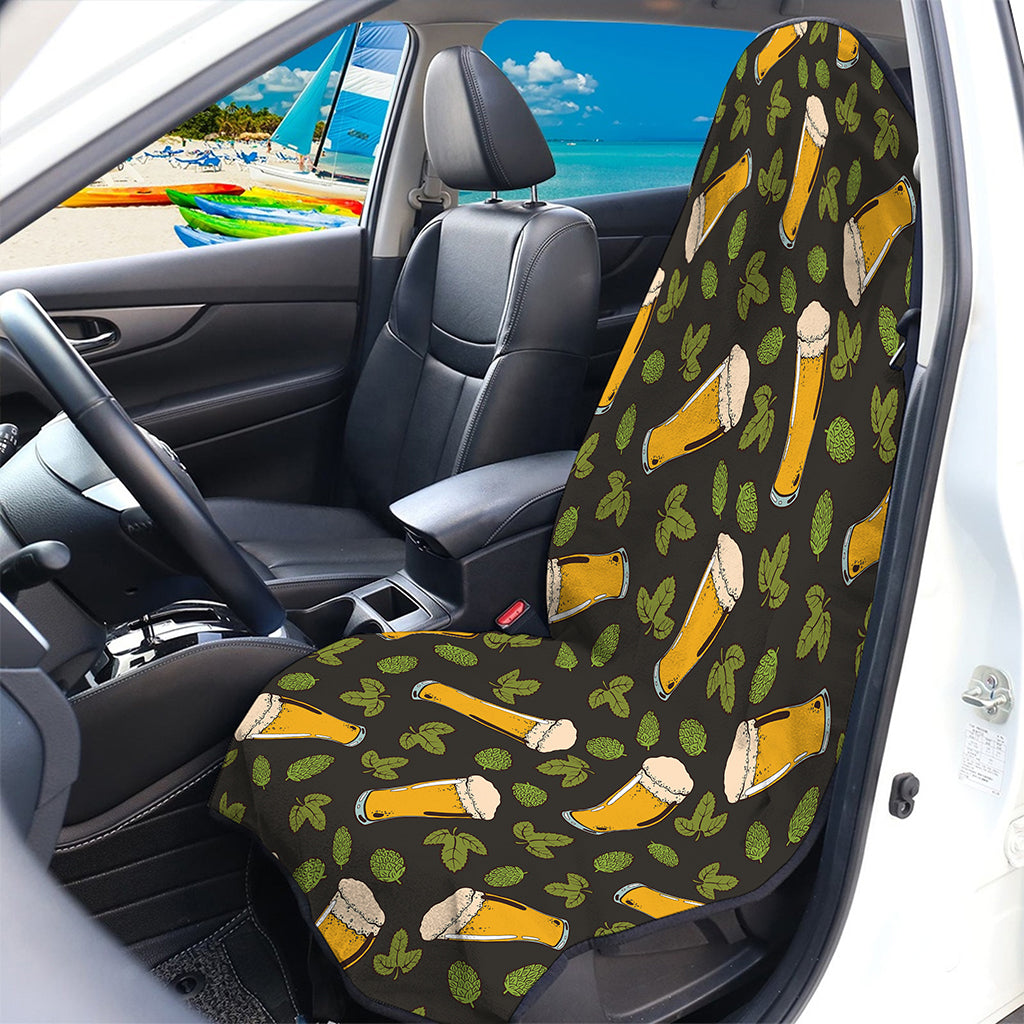 Beer Hop Cone And Leaf Pattern Print Waterproof Car Seat Cover