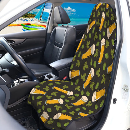 Beer Hop Cone And Leaf Pattern Print Waterproof Car Seat Cover