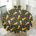 Beer Hop Cone And Leaf Pattern Print Waterproof Round Tablecloth
