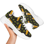 Beer Hop Cone And Leaf Pattern Print White Chunky Shoes