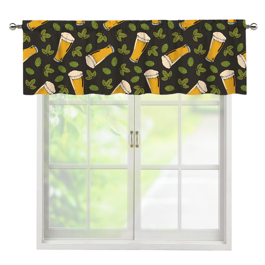 Beer Hop Cone And Leaf Pattern Print Window Valance