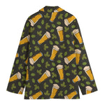 Beer Hop Cone And Leaf Pattern Print Women's Blazer