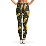 Beer Hop Cone And Leaf Pattern Print Women's Leggings