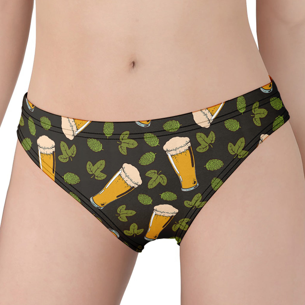 Beer Hop Cone And Leaf Pattern Print Women's Panties