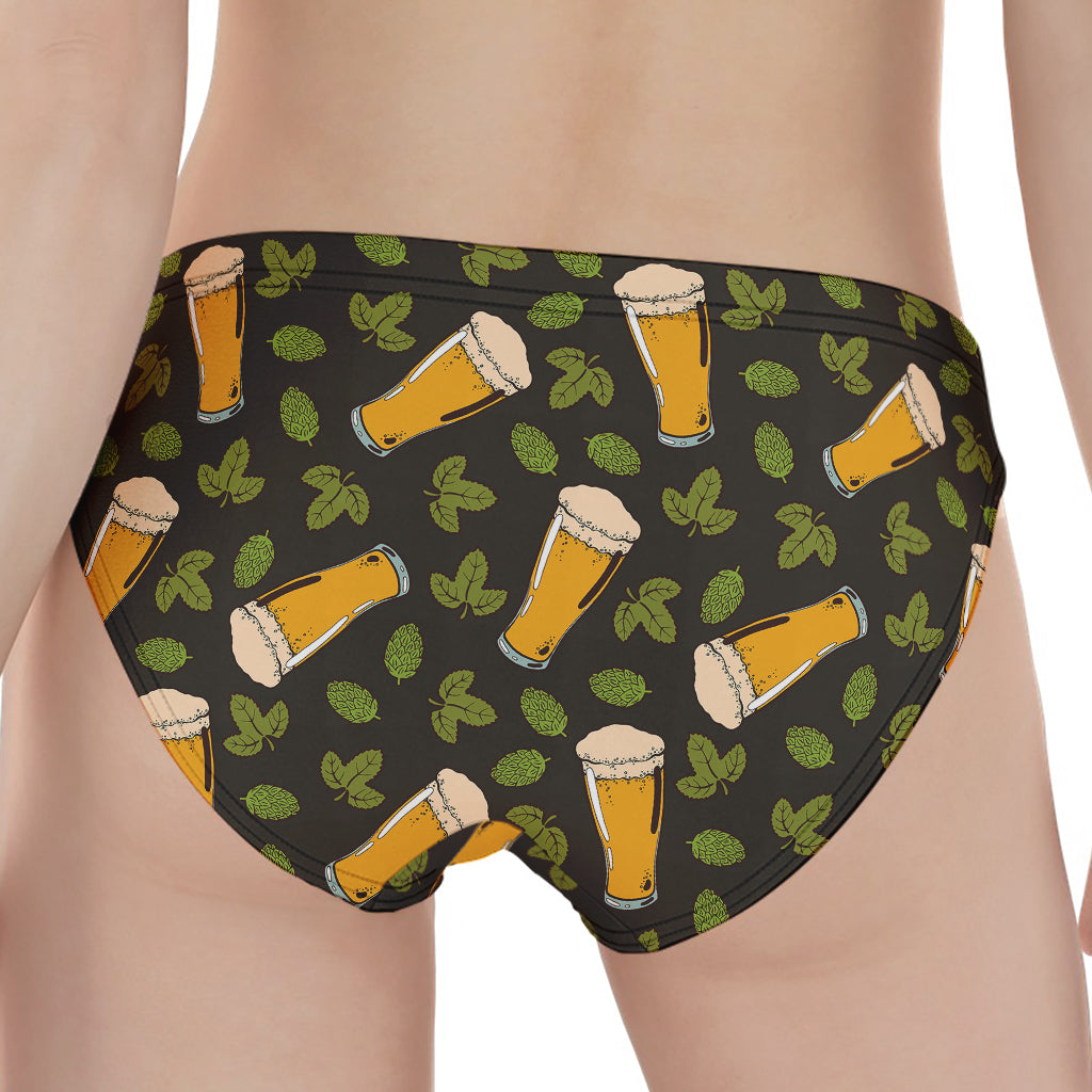 Beer Hop Cone And Leaf Pattern Print Women's Panties