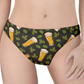 Beer Hop Cone And Leaf Pattern Print Women's Thong