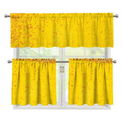 Beer With Foam Print 3 Piece Kitchen Curtains