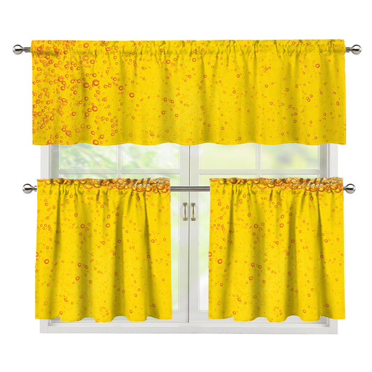 Beer With Foam Print 3 Piece Kitchen Curtains