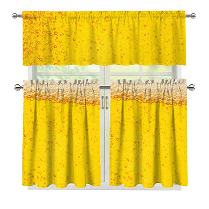 Beer With Foam Print 3 Piece Kitchen Curtains