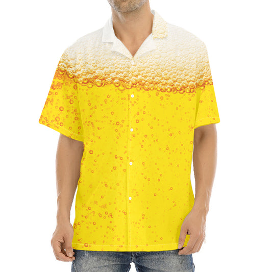 Beer With Foam Print Aloha Shirt