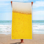 Beer With Foam Print Beach Towel