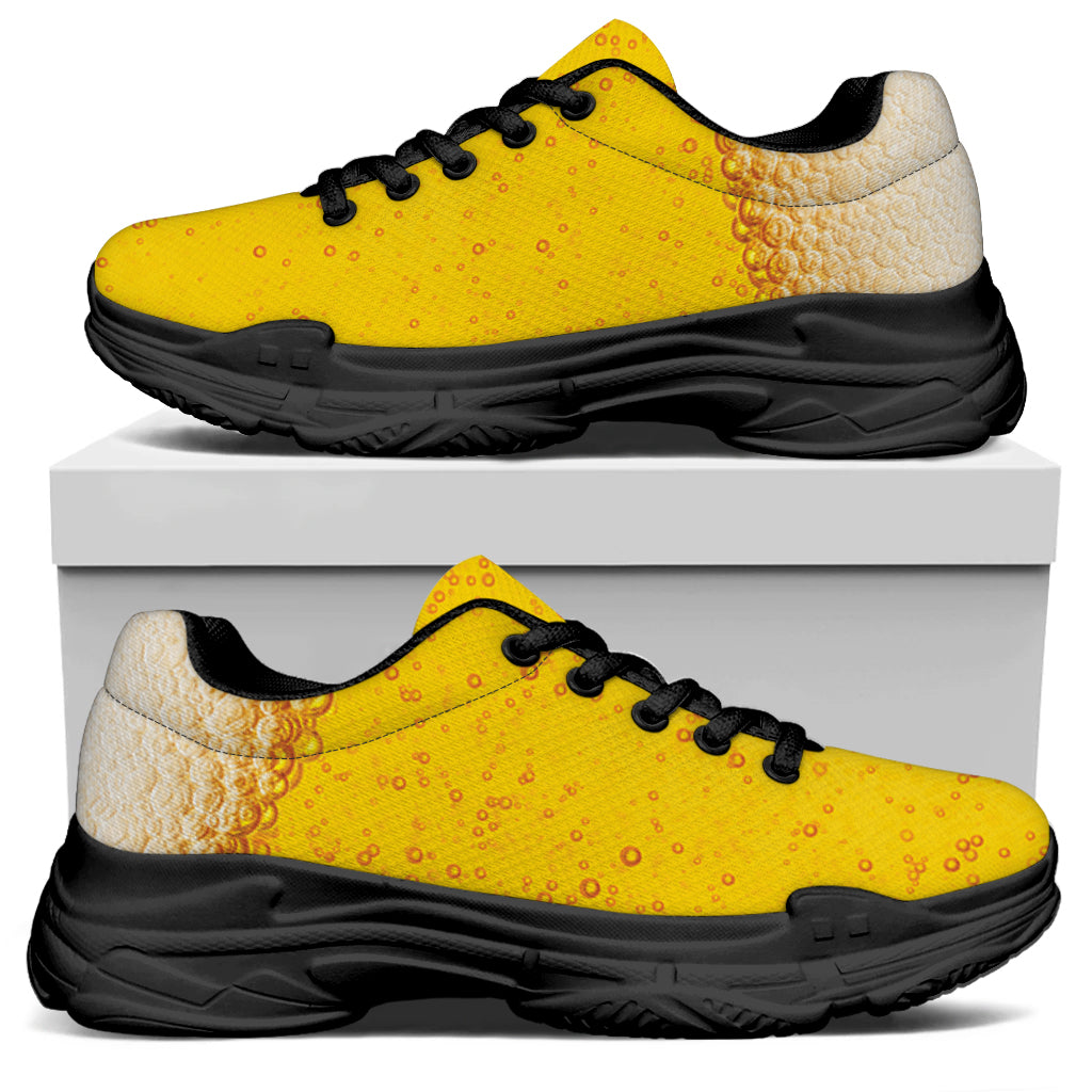 Beer With Foam Print Black Chunky Shoes