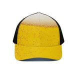 Beer With Foam Print Black Mesh Trucker Cap