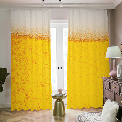 Beer With Foam Print Blackout Pencil Pleat Curtains