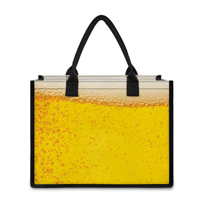 Beer With Foam Print Canvas Tote Bag