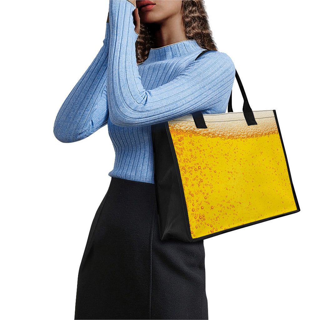 Beer With Foam Print Canvas Tote Bag