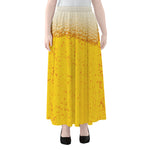 Beer With Foam Print Chiffon Maxi Skirt