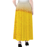 Beer With Foam Print Chiffon Maxi Skirt