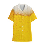 Beer With Foam Print Cotton Hawaiian Shirt