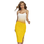 Beer With Foam Print Cross Back Cami Dress