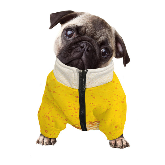 Beer With Foam Print Dog Zip Up Jacket