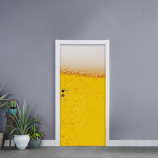 Beer With Foam Print Door Sticker