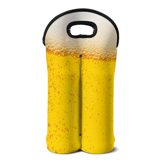 Beer With Foam Print Double Neoprene Wine Tote