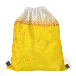 Beer With Foam Print Drawstring Bag
