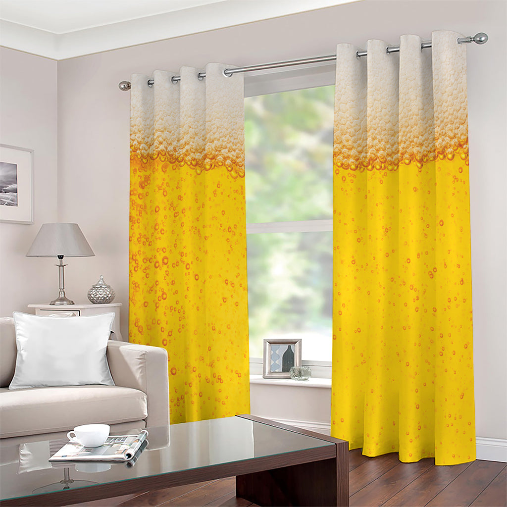 Beer With Foam Print Extra Wide Grommet Curtains