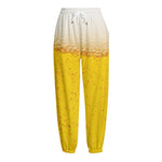 Beer With Foam Print Fleece Lined Knit Pants