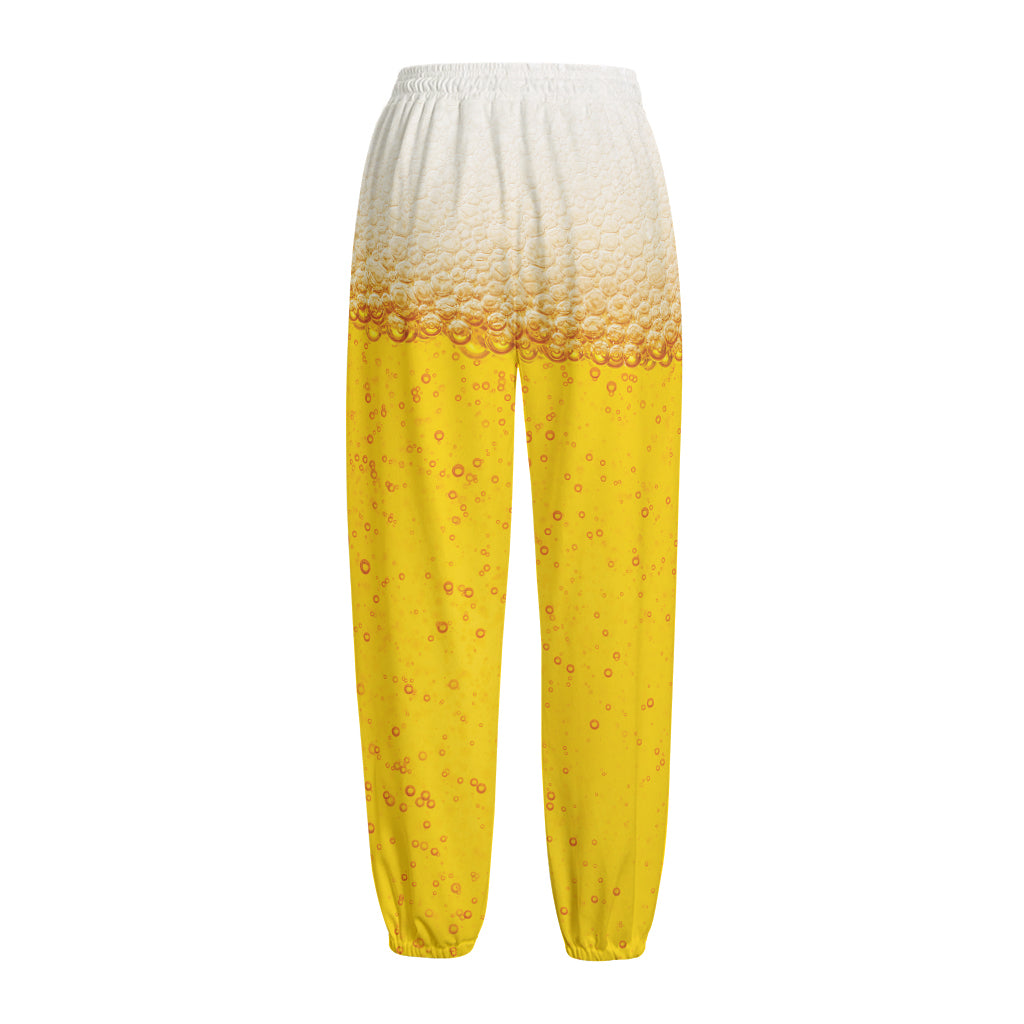 Beer With Foam Print Fleece Lined Knit Pants
