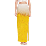 Beer With Foam Print High Slit Maxi Skirt