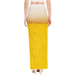 Beer With Foam Print High Slit Maxi Skirt