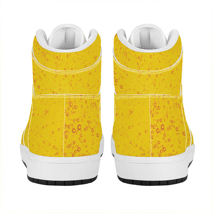 Beer With Foam Print High Top Leather Sneakers