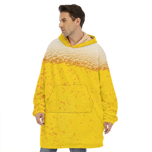 Beer With Foam Print Hoodie Blanket