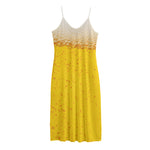 Beer With Foam Print Jersey Midi Cami Dress