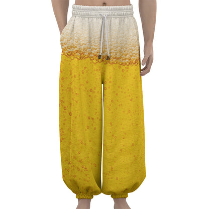 Beer With Foam Print Lantern Pants