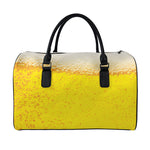 Beer With Foam Print Leather Duffle Bag