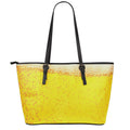 Beer With Foam Print Leather Tote Bag With Zipper