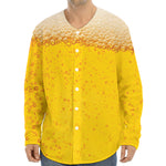 Beer With Foam Print Long Sleeve Baseball Jersey