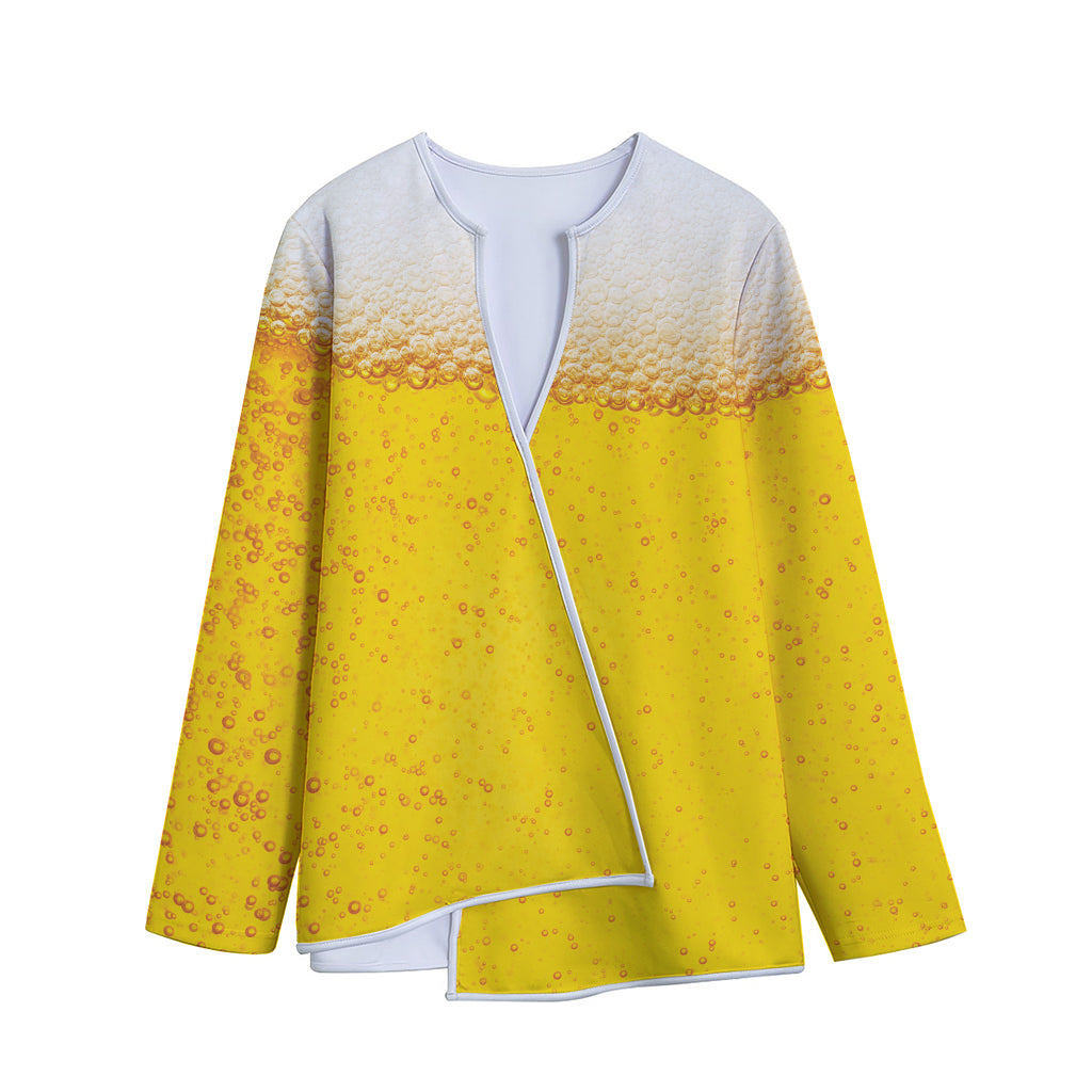 Beer With Foam Print Long Sleeve Short Coat