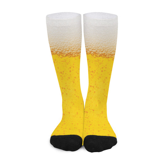 Beer With Foam Print Long Socks