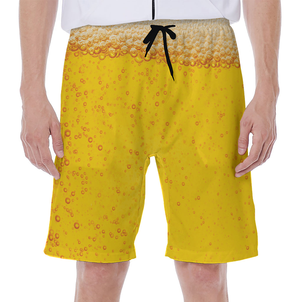 Beer With Foam Print Men's Beach Shorts