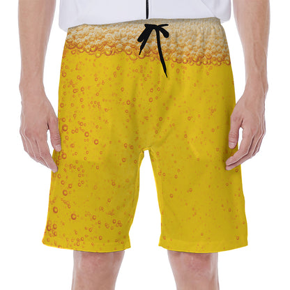 Beer With Foam Print Men's Beach Shorts