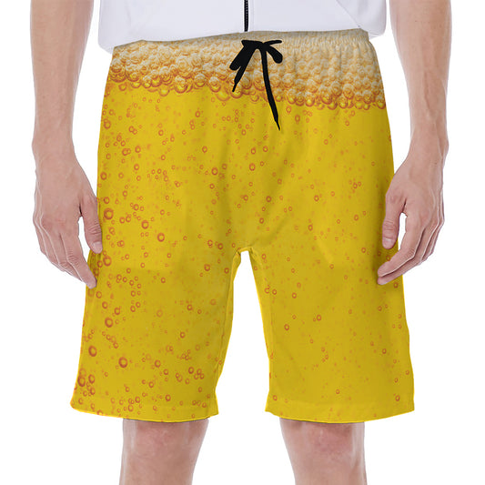 Beer With Foam Print Men's Beach Shorts