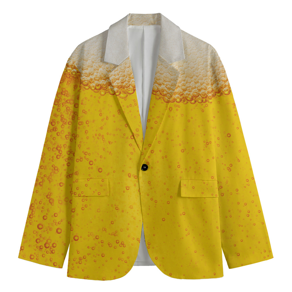 Beer With Foam Print Men's Blazer