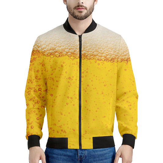 Beer With Foam Print Men's Bomber Jacket