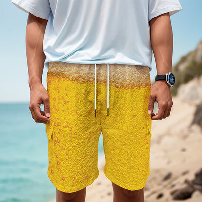 Beer With Foam Print Men's Cargo Shorts