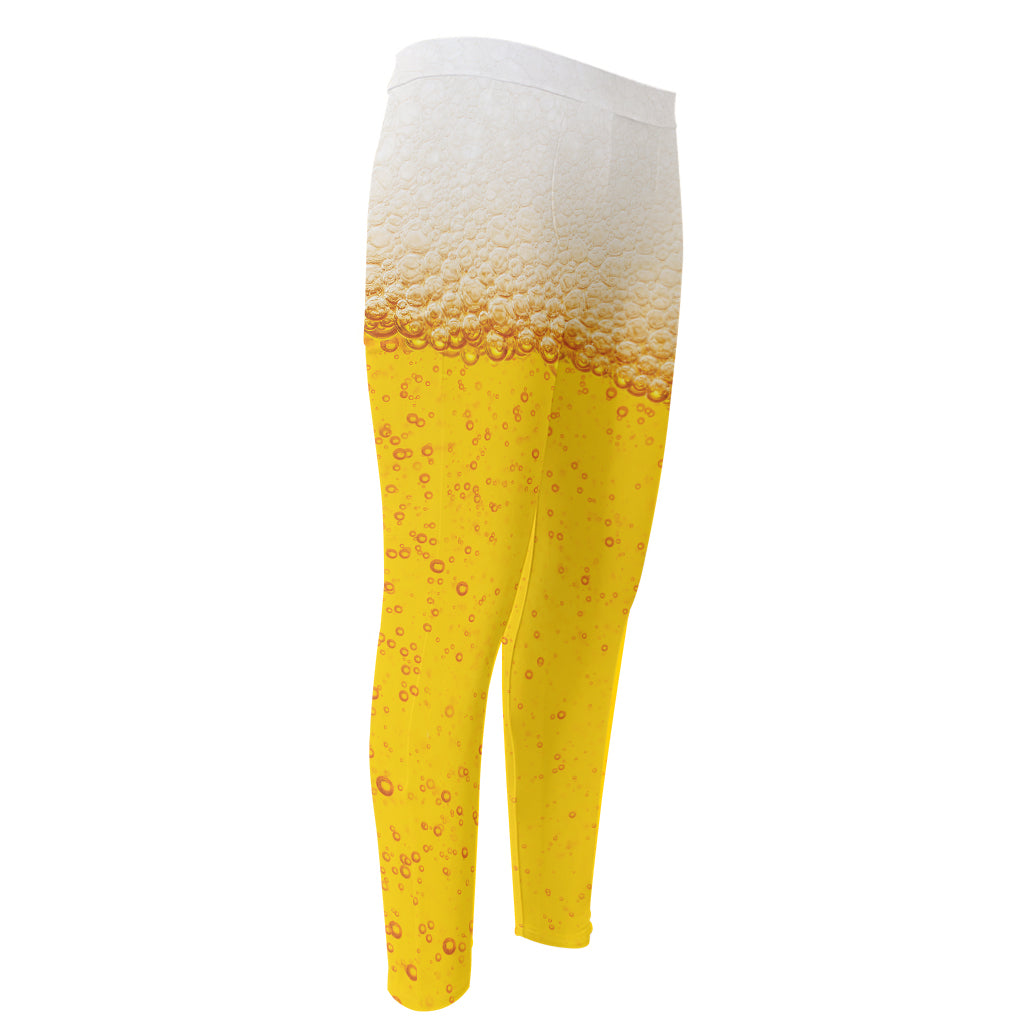 Beer With Foam Print Men's Compression Pants
