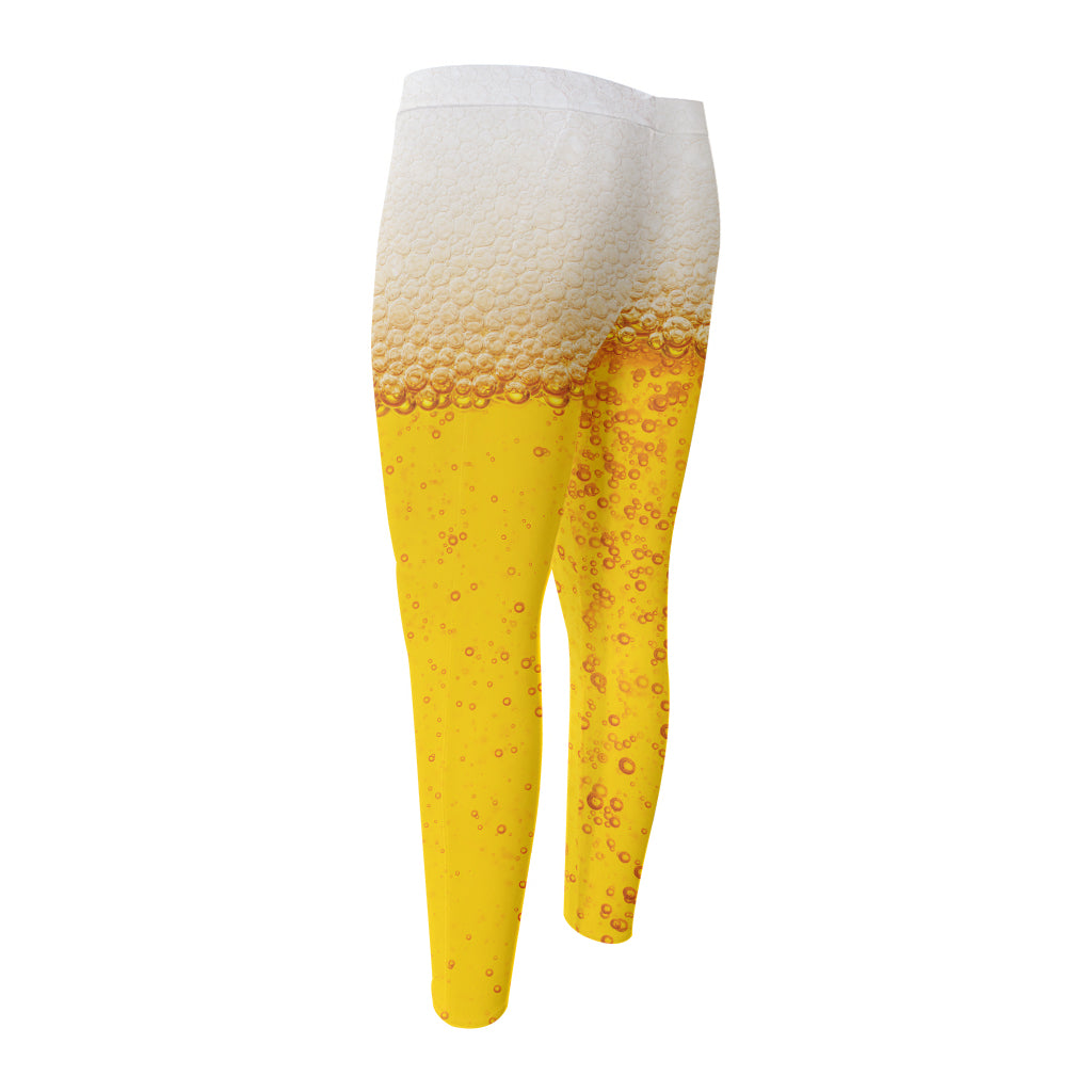 Beer With Foam Print Men's Compression Pants